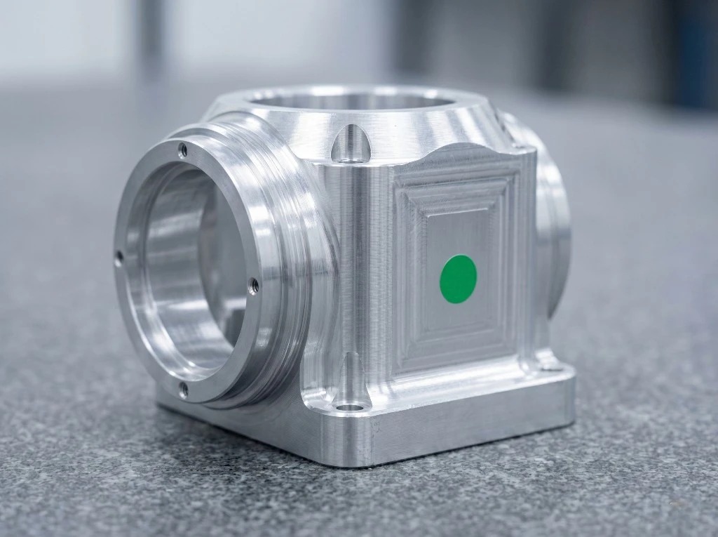 single machined aluminum component placed on a work surface for initial validation